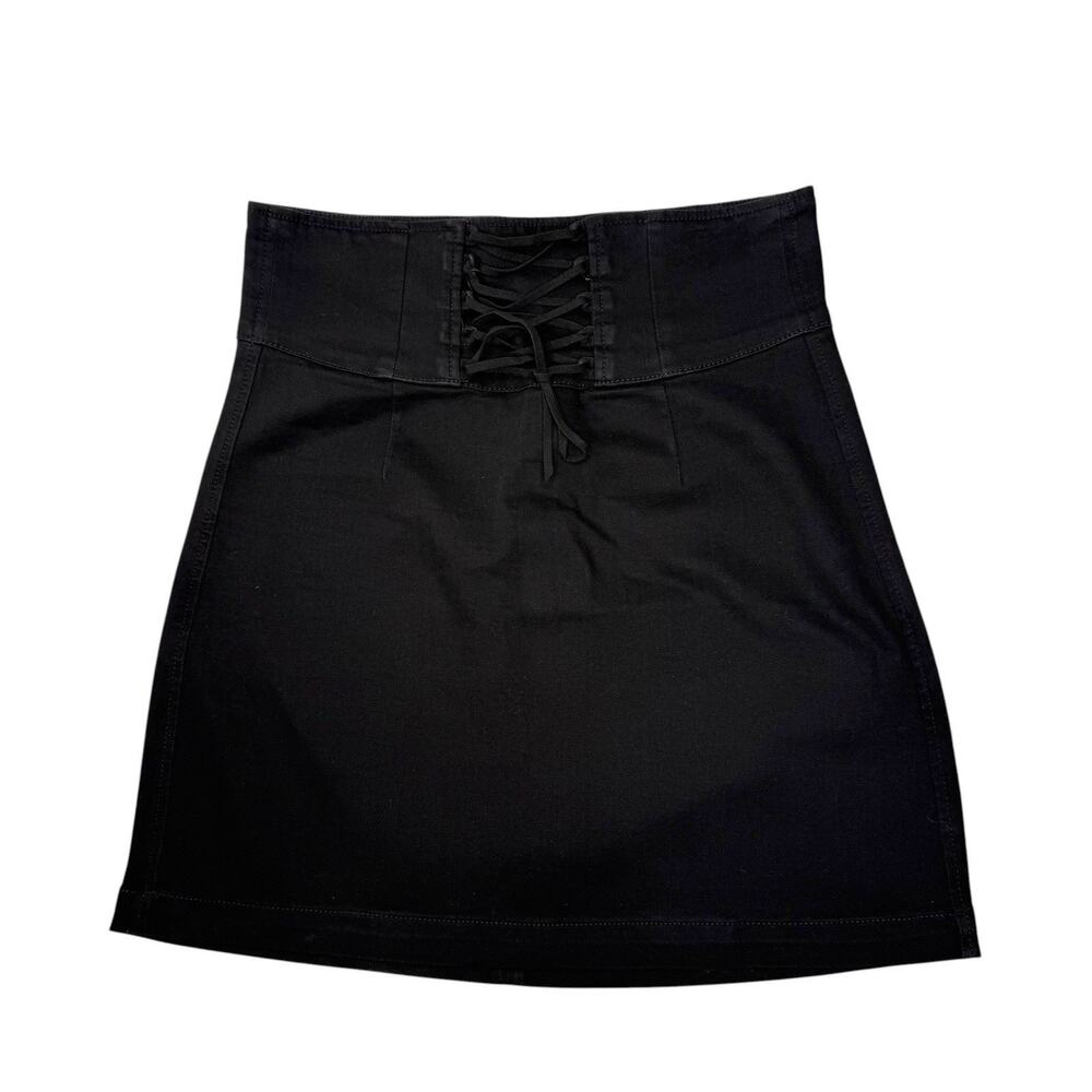 Express Black Denim Stretch Corset Witchy Fairy Goth Renaissance Skirt Sz12 EUC